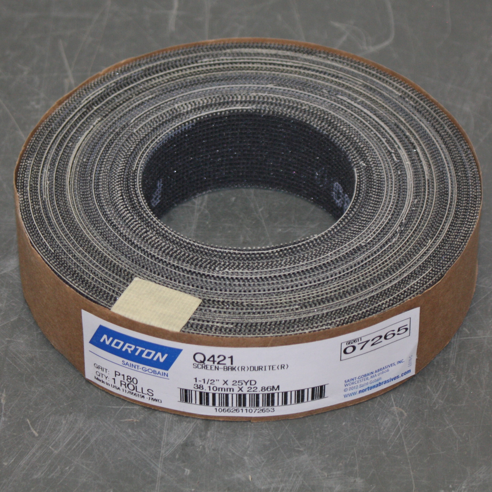 Norton Screen-Bak Durite Abrasive Screen Roll Q421, 1-1/2″ x 75ft, 180 Grit