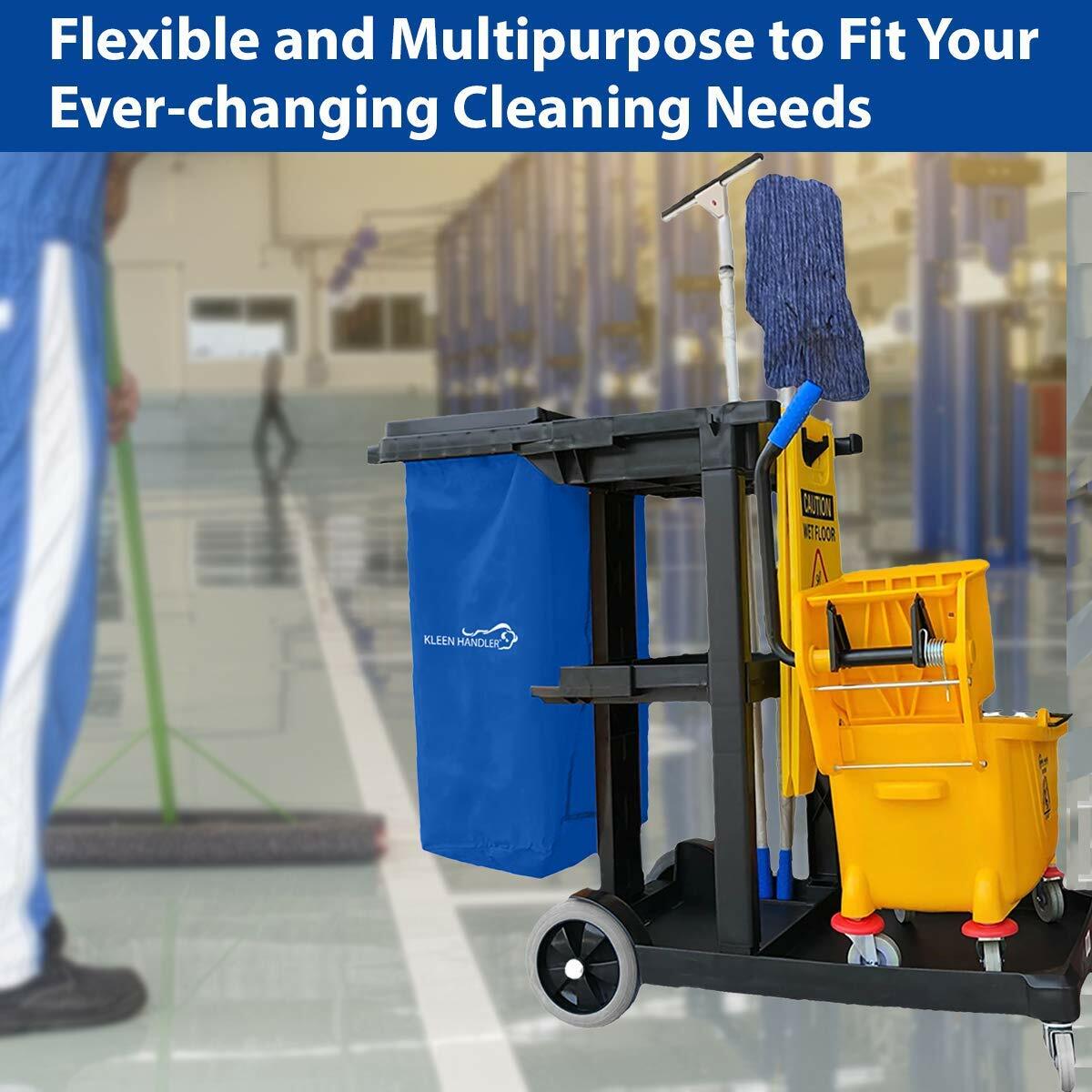 Janitorial Cart Replacement Commercial Cleaning Cart Bag, Blue (Pack of 1)