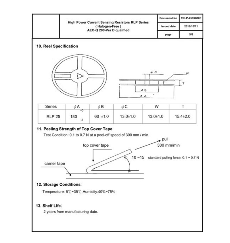 2512 SMD Resistors 1W/2W/3W Chip Resistance Tolerance ±5% Range of 0.001 ~ 0.33Ω