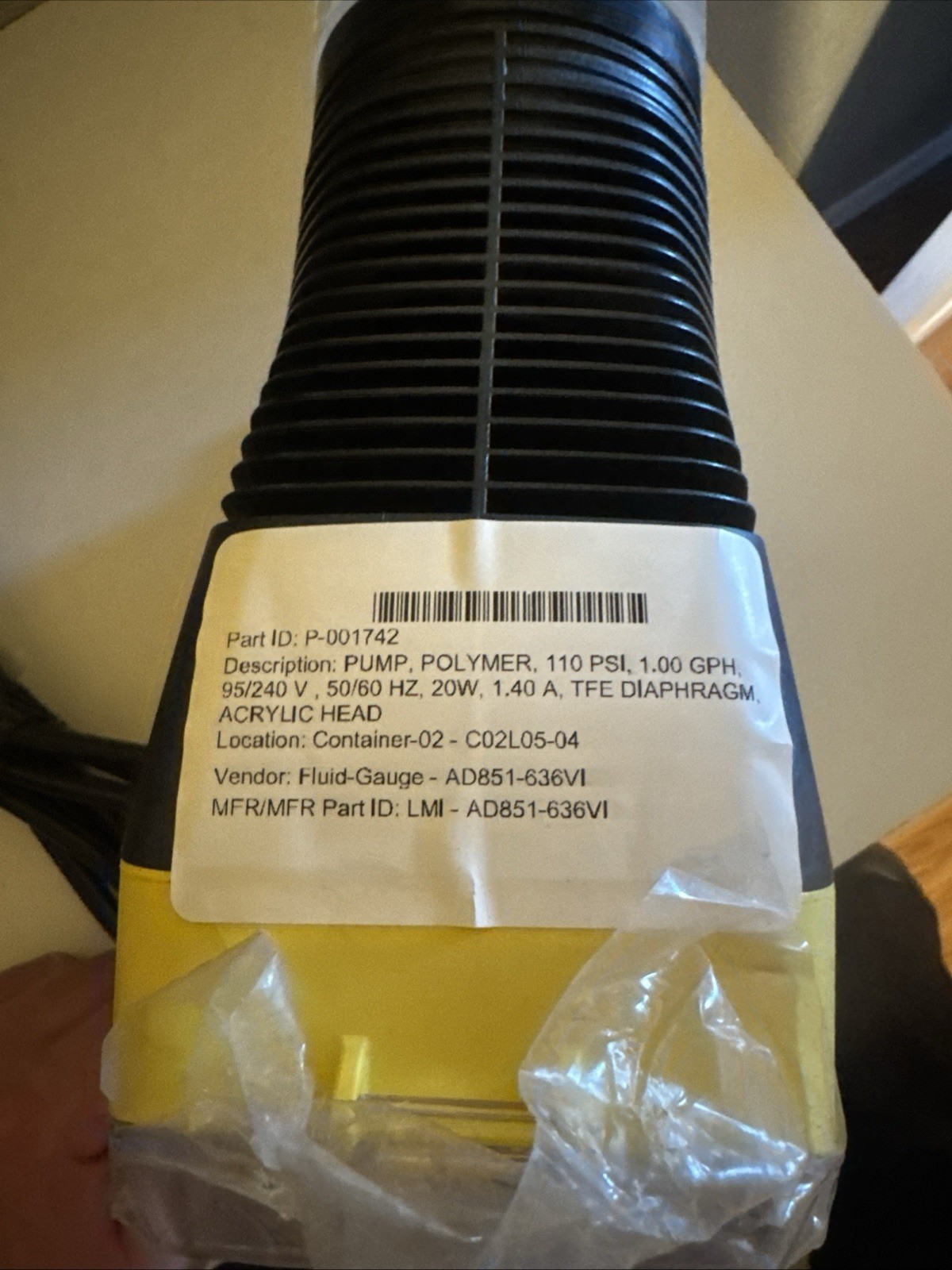 LMI LIQUID METRONICS AD851-636vi 95/240 V 50/60 Hz 110 Psi Diagram