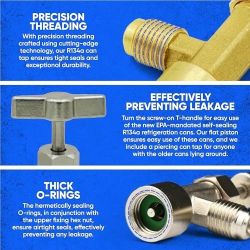 R134A AC Adapter Fitting Kit Self Sealing Single Puncture Can Tap Valve Core