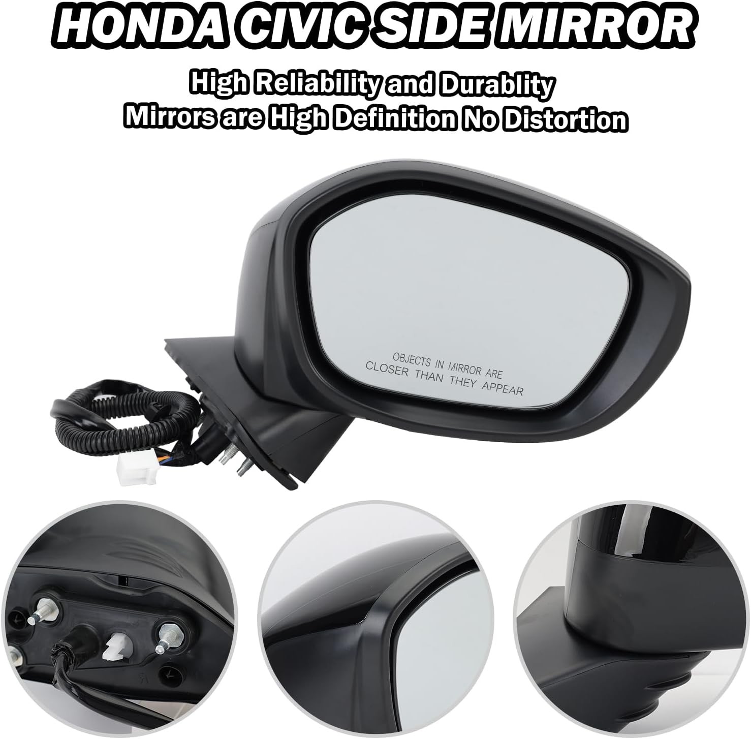For Honda Civic 2022-2025 Right Passenger Side Mirror Power Heated Signal BSM
