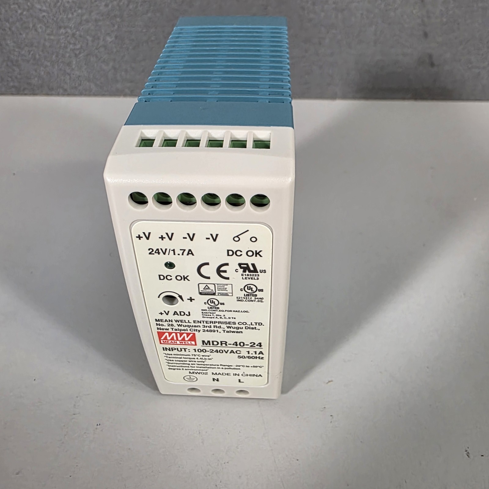 Mean Well MDR-40-24 Power Supply In 100-240V Out 24VDC 1.7A 40W NIB