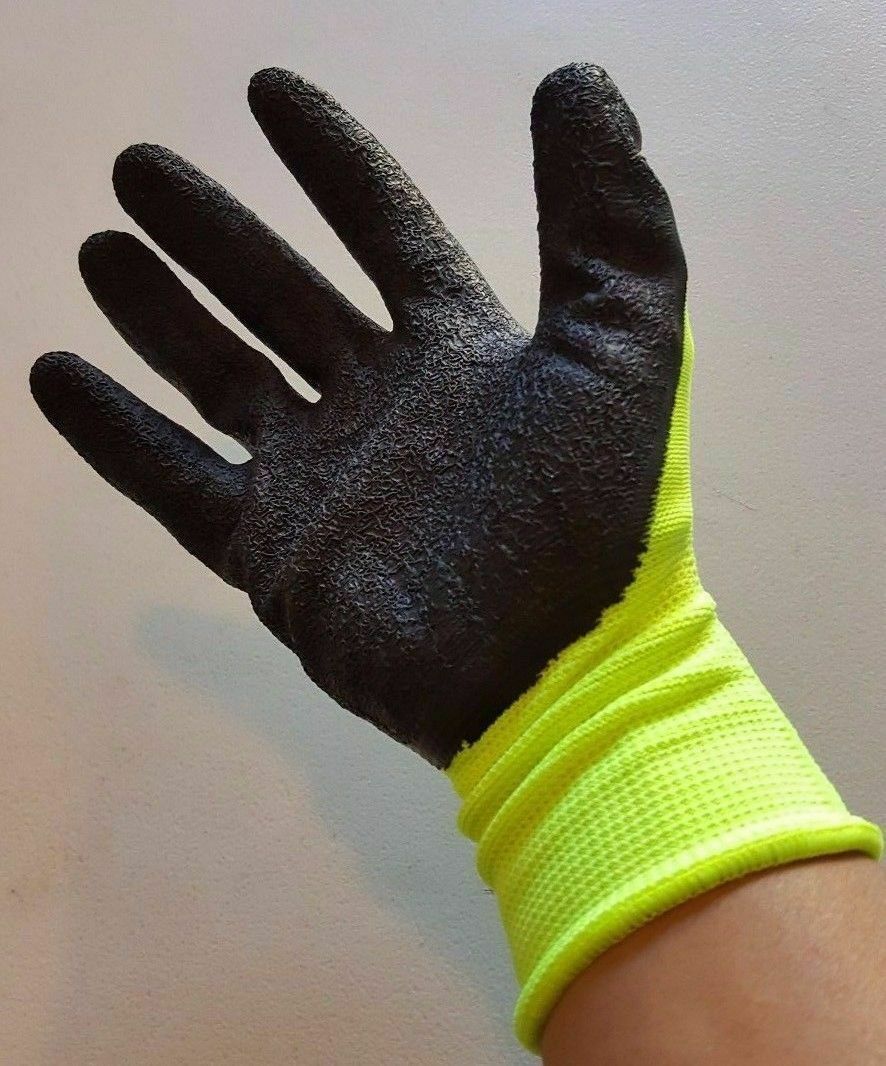 5 OR 10 PAIRS OF LATEX RUBBER PALM STRING KNIT WORK GLOVES Size: ( M ) or ( L )