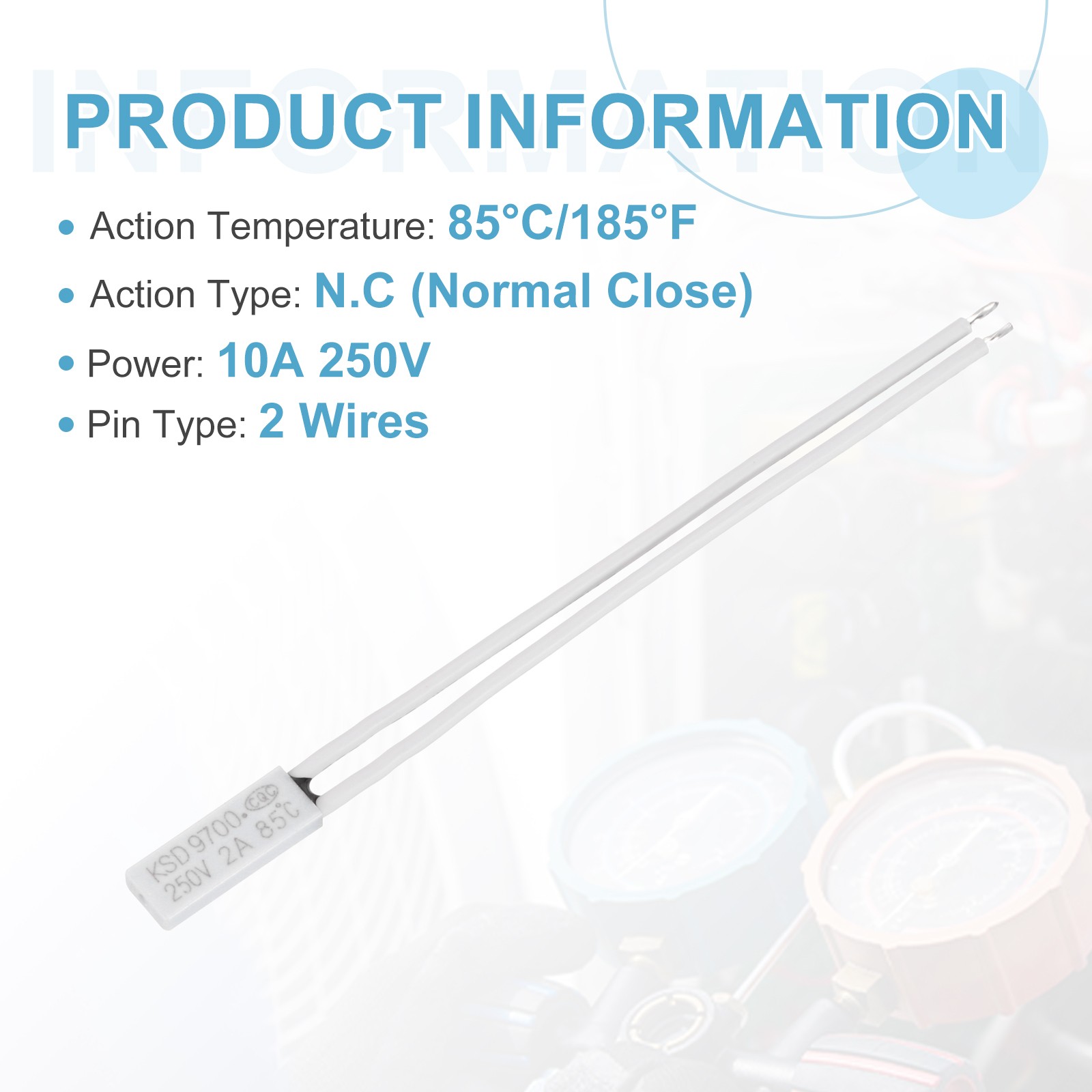 5 Pcs KSD9700 Thermostat 85°C/185°F Temperature Switch N.C 2A Plastic