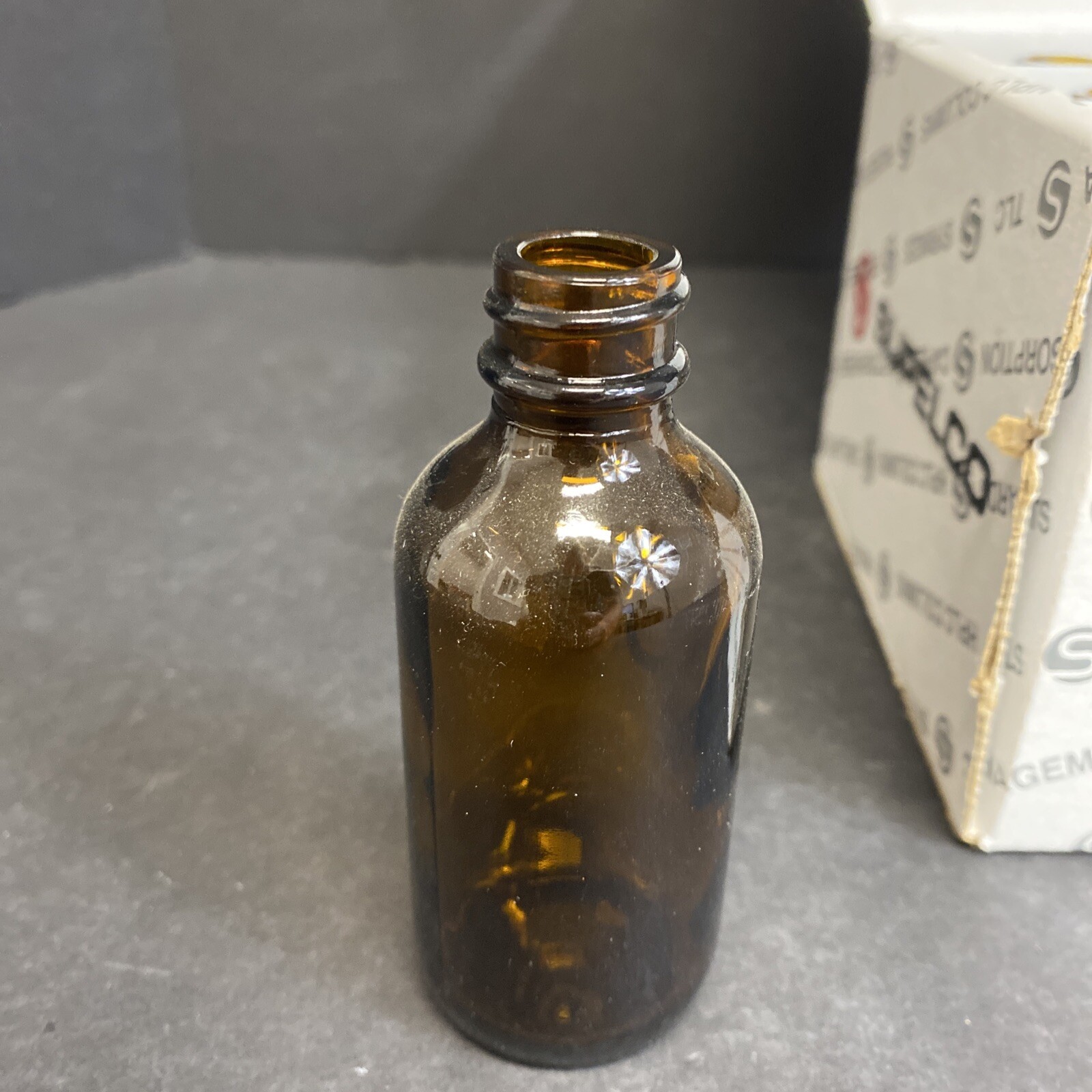 Supelco Amber Glass Bottle 2 oz with Crimp Cap Neck Total of 12 Bottles