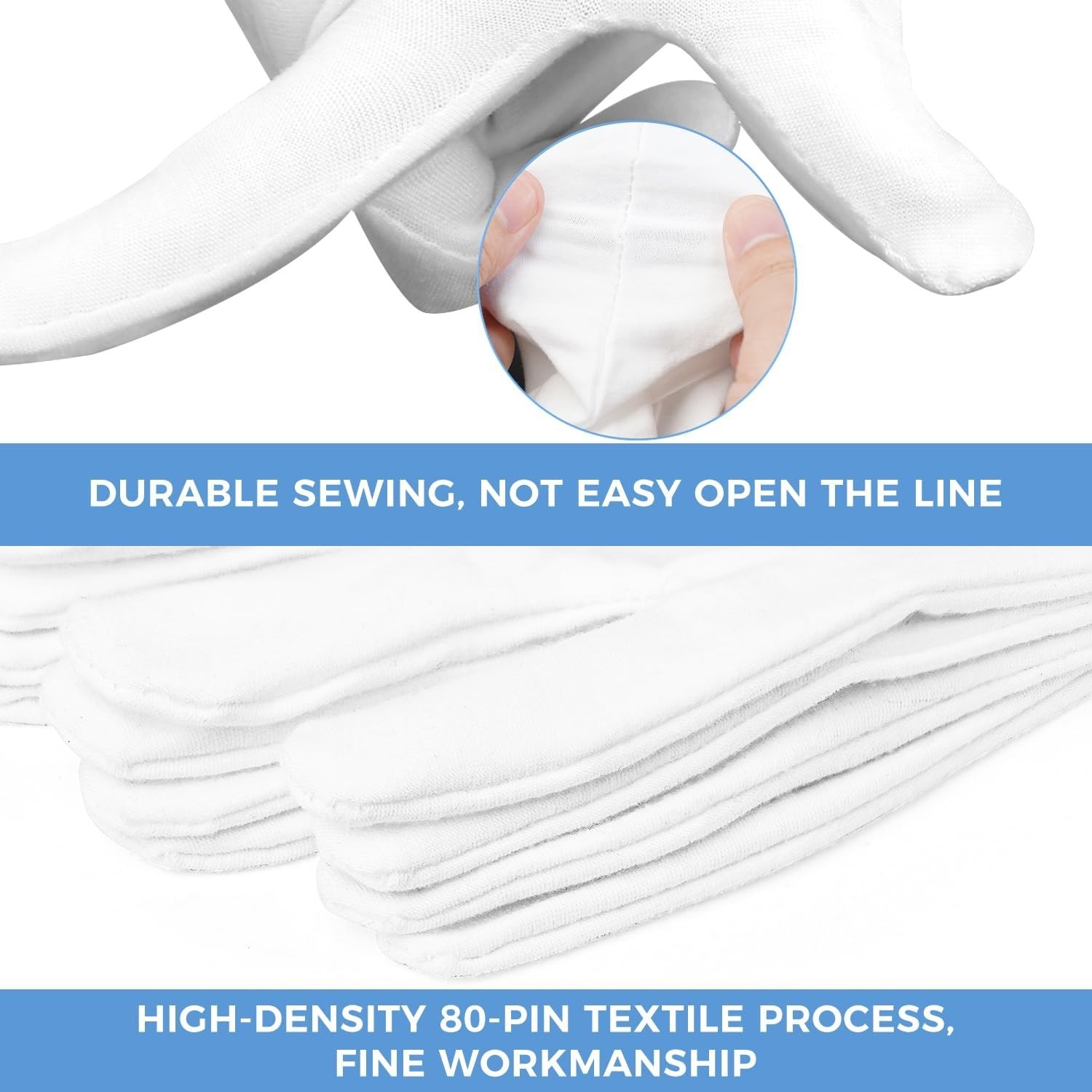 Stretchable White Gloves for Moisturizing & Inspection – 3 Pairs for Men & Women