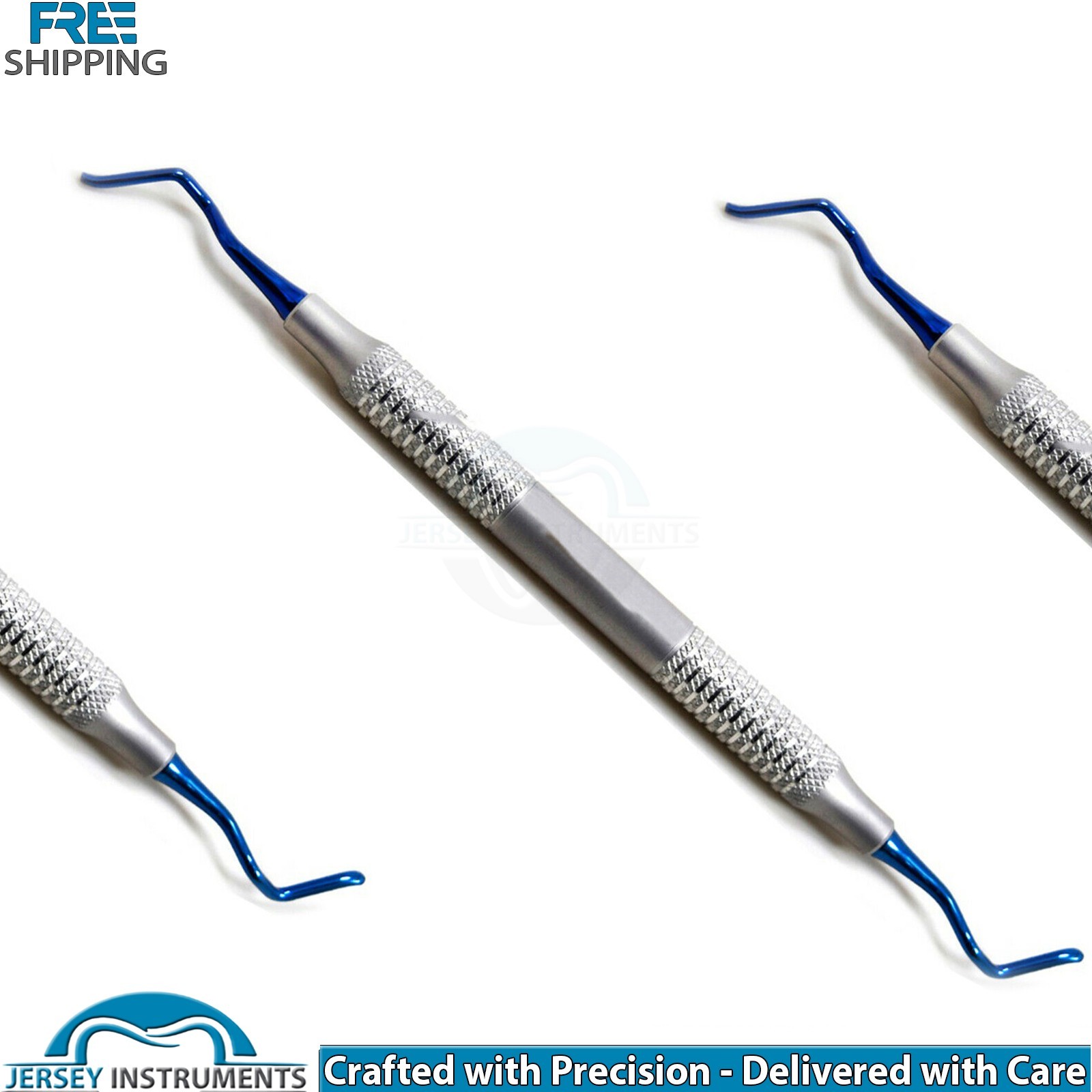 Set of 5 Implant Surgery Tunneling Elevators Blue Tip Dental Surgical Instrument