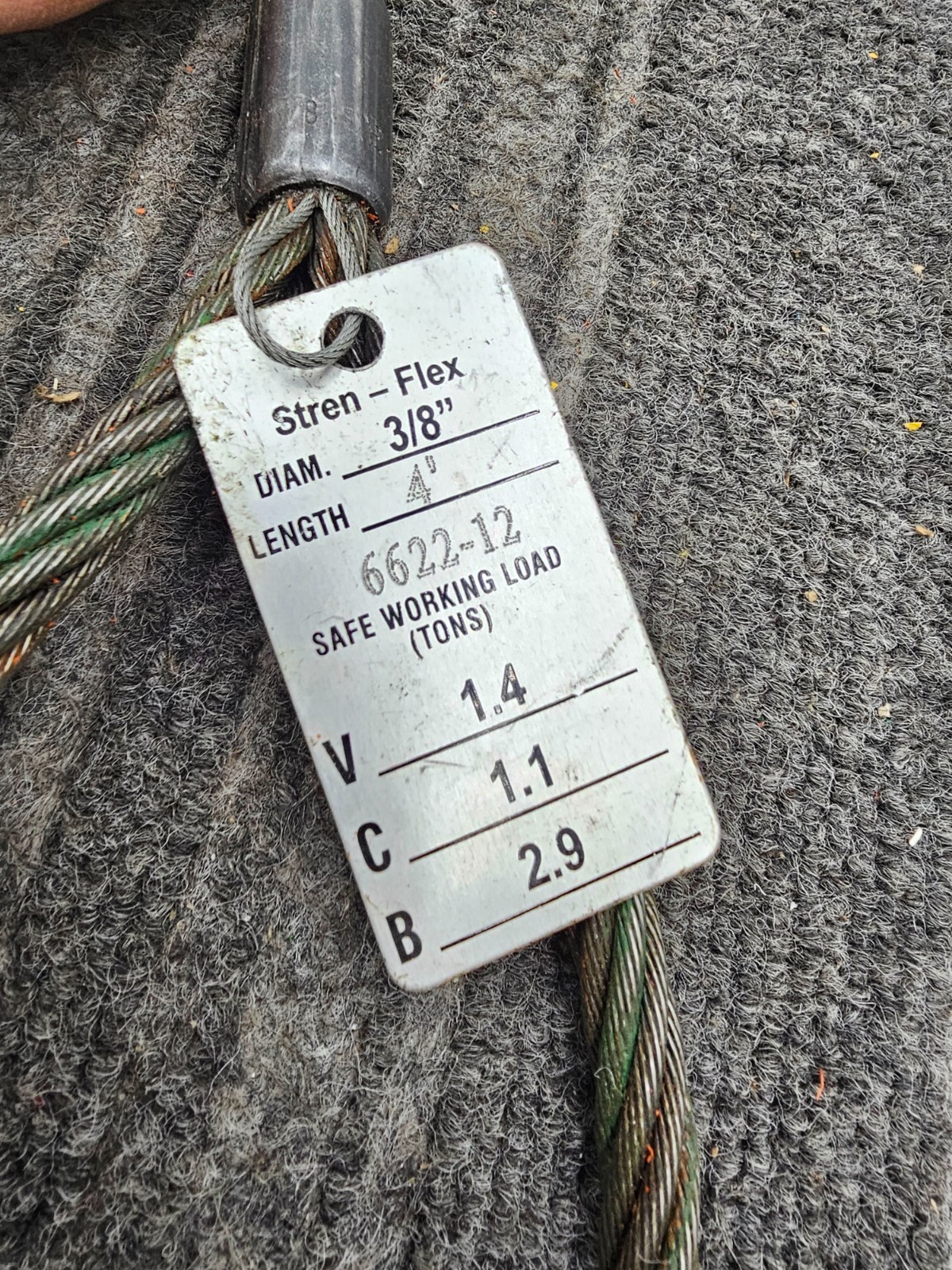 (QTY 2) Stren-Flex 6622-12 3/8″ x 4ft Wire Rope Sling Eye & Eye