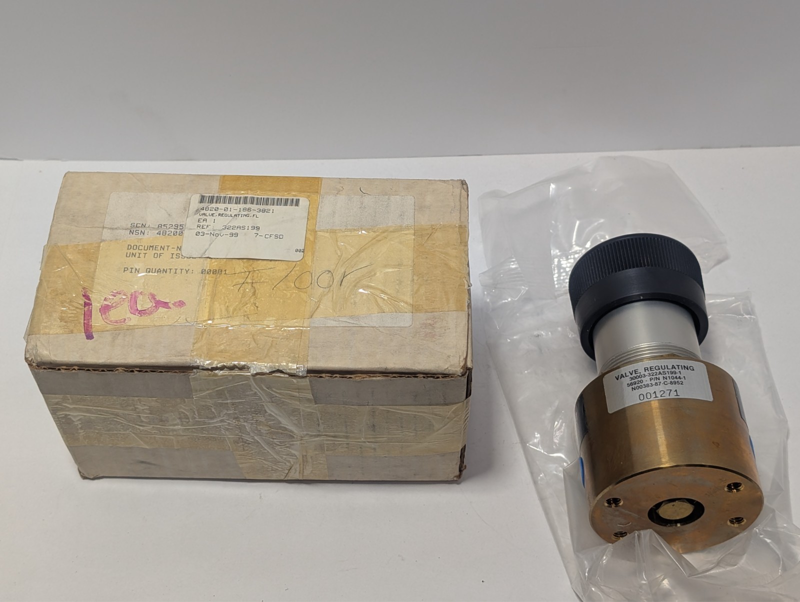 Naval Air Systems 322AS199 Fluid Pressure Regulating Valve NSN 4820-01-186-3821