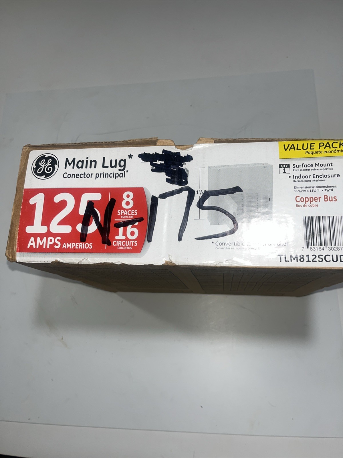 🇺🇸GE PowerMark Plus Load Center 125amps 8 spaces 16 Circuits TLM812SCUD1K