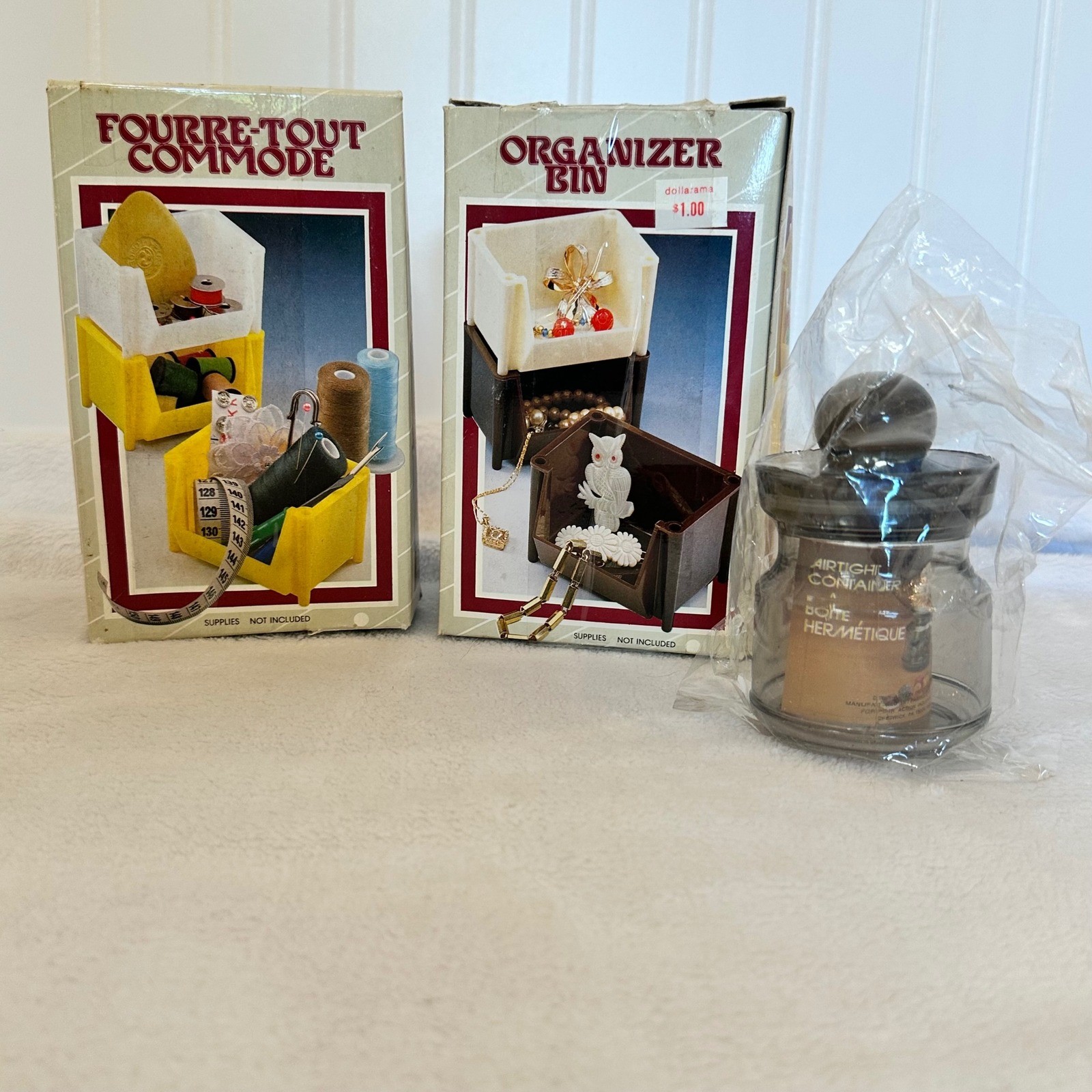 Action Industries Organizer Bins & Jar Set Multi Good 1985 Vintage MCM Retro 7pc