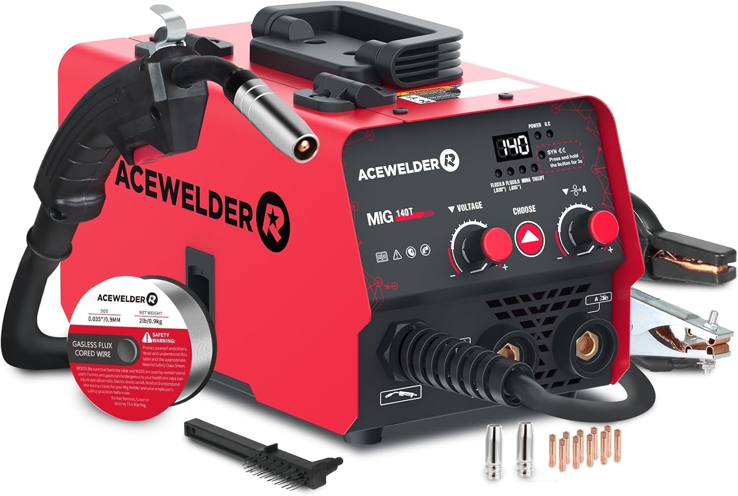 3 IN 1 Welder 140A Gasless Flux MIG/Lift Tig/Stick Welding Machine 110V Inverter