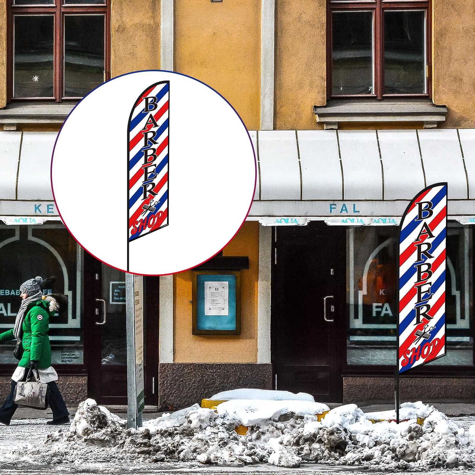 Barber Feather Flag 8ft Swooper Banner Sign Business Outdoor Sign 2pk