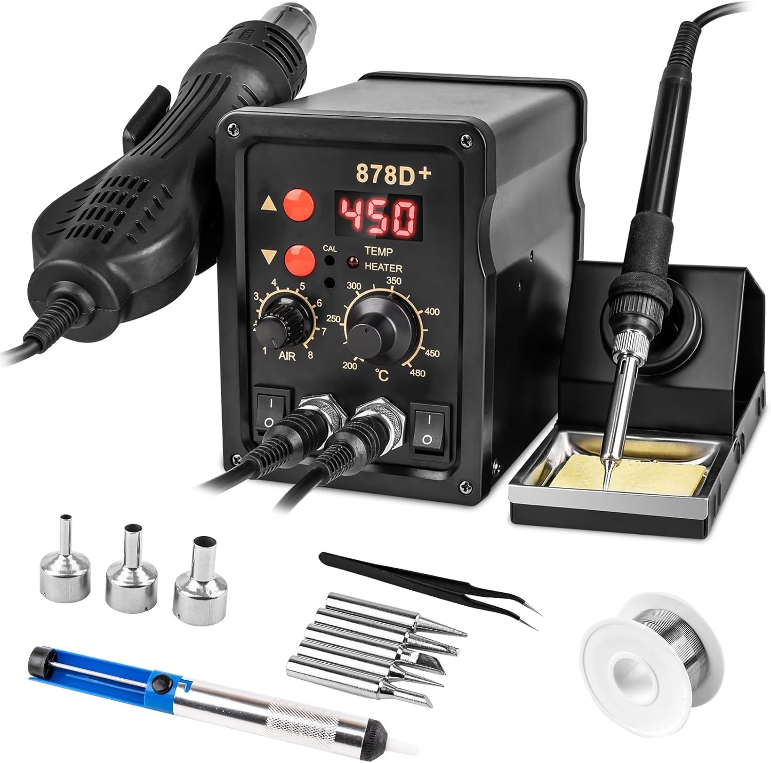 2-in-1 Soldering & Hot Air Rework Station, Dual Control