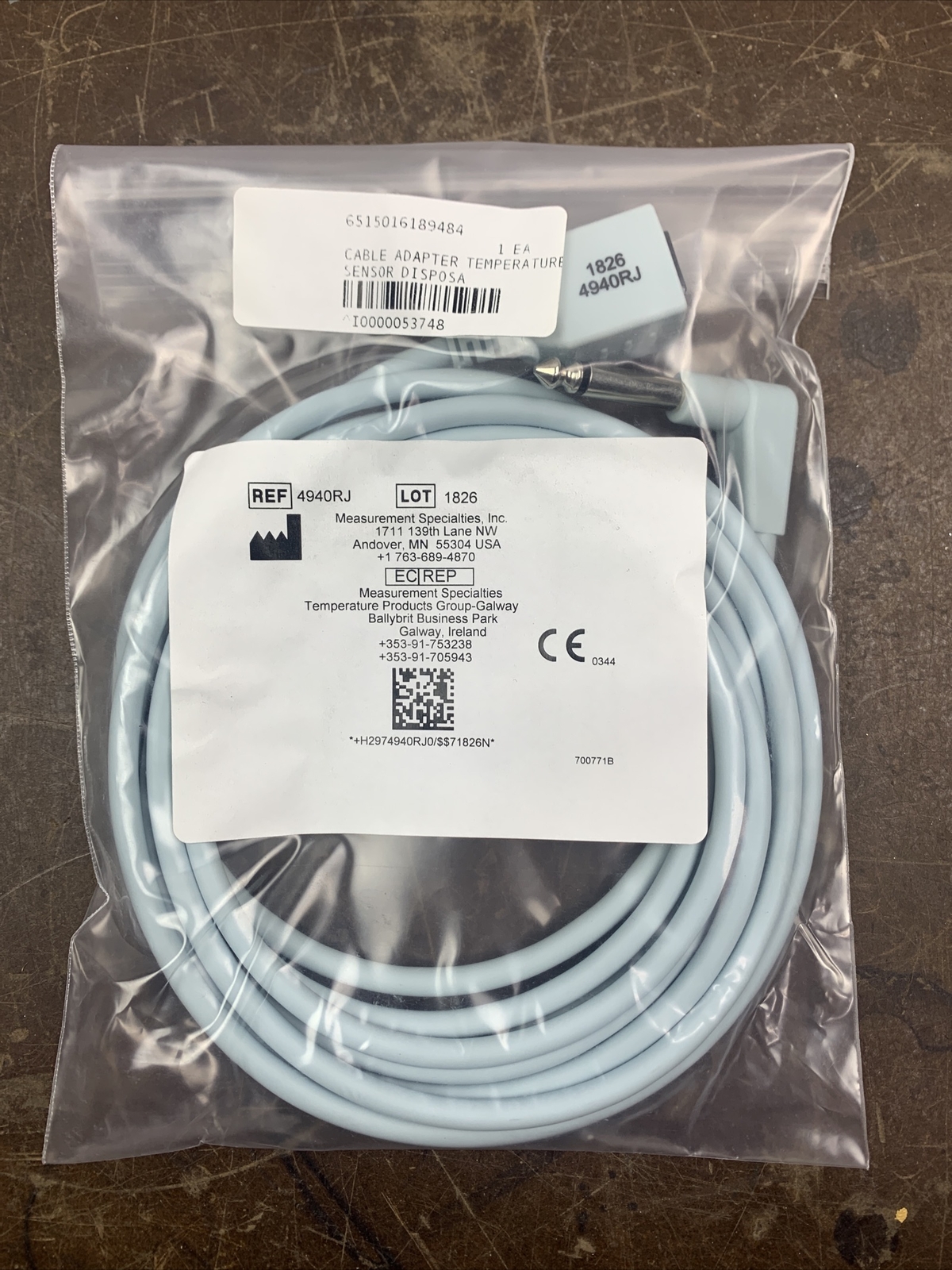 Measurement Specialties 861517 4940 4940RJ INTERCONNECT CABLE TEMPERATURE VW