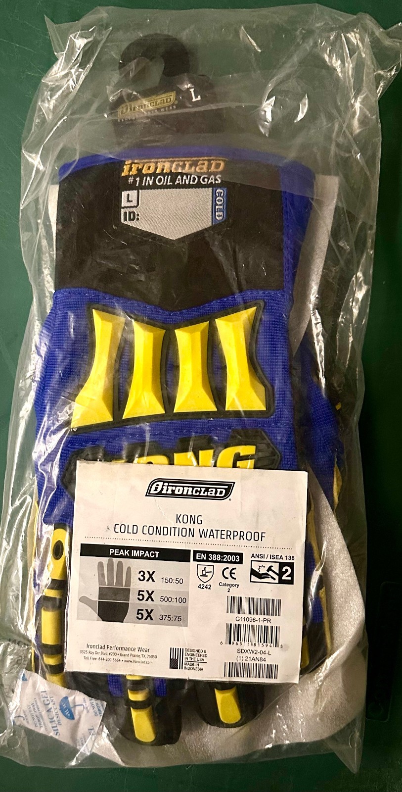 Kong Ironclad Insulated Oil Gas Performance Unisex Cold Condition Gloves Large