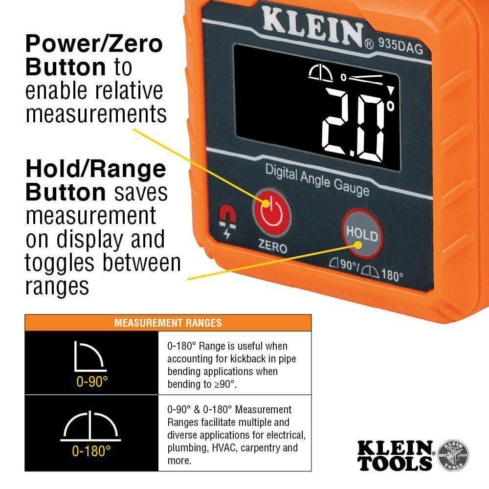Klein Tools Digital Angle Finder Gauge and Digital Leveler Water/Dust Resistant