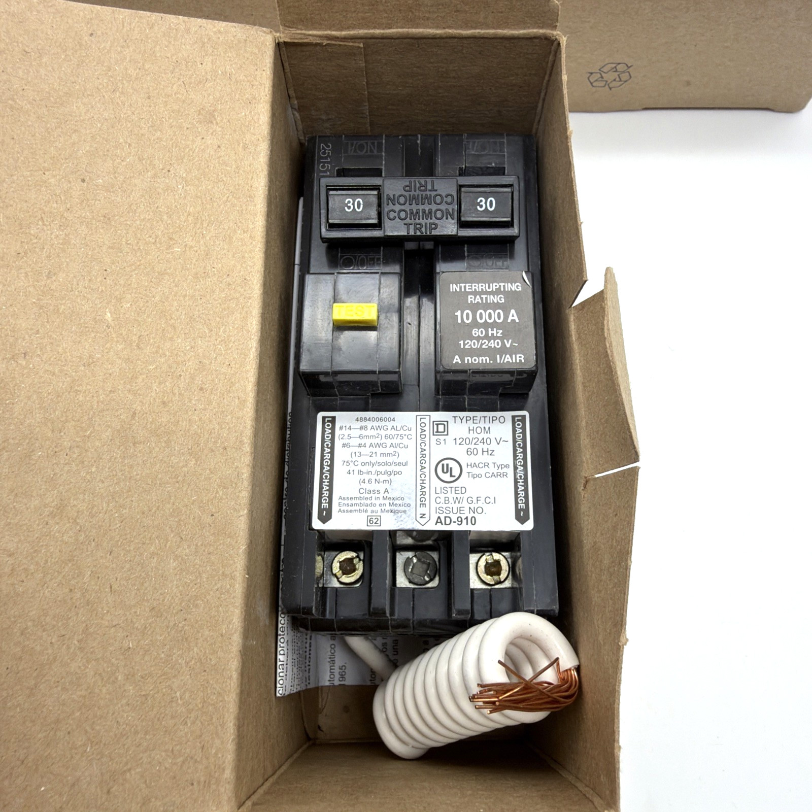 SQUARE D HOM230GFI 30A 2-POLE GFCI BREAKER HOMELINE 240V 7 PACK NEW