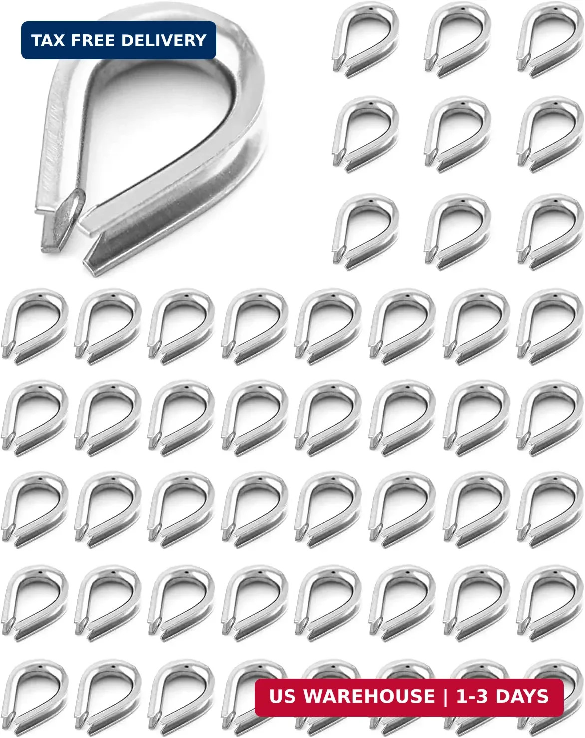 YAMASO 50pcs 1/8″ M3 Stainless Steel Thimble for Diameter Wire Rope Cable Thimbl