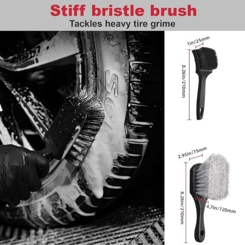 4PCS Professional Wheel Detailing Set – Metal-Free Flat Rim Brush, Du Color: 4