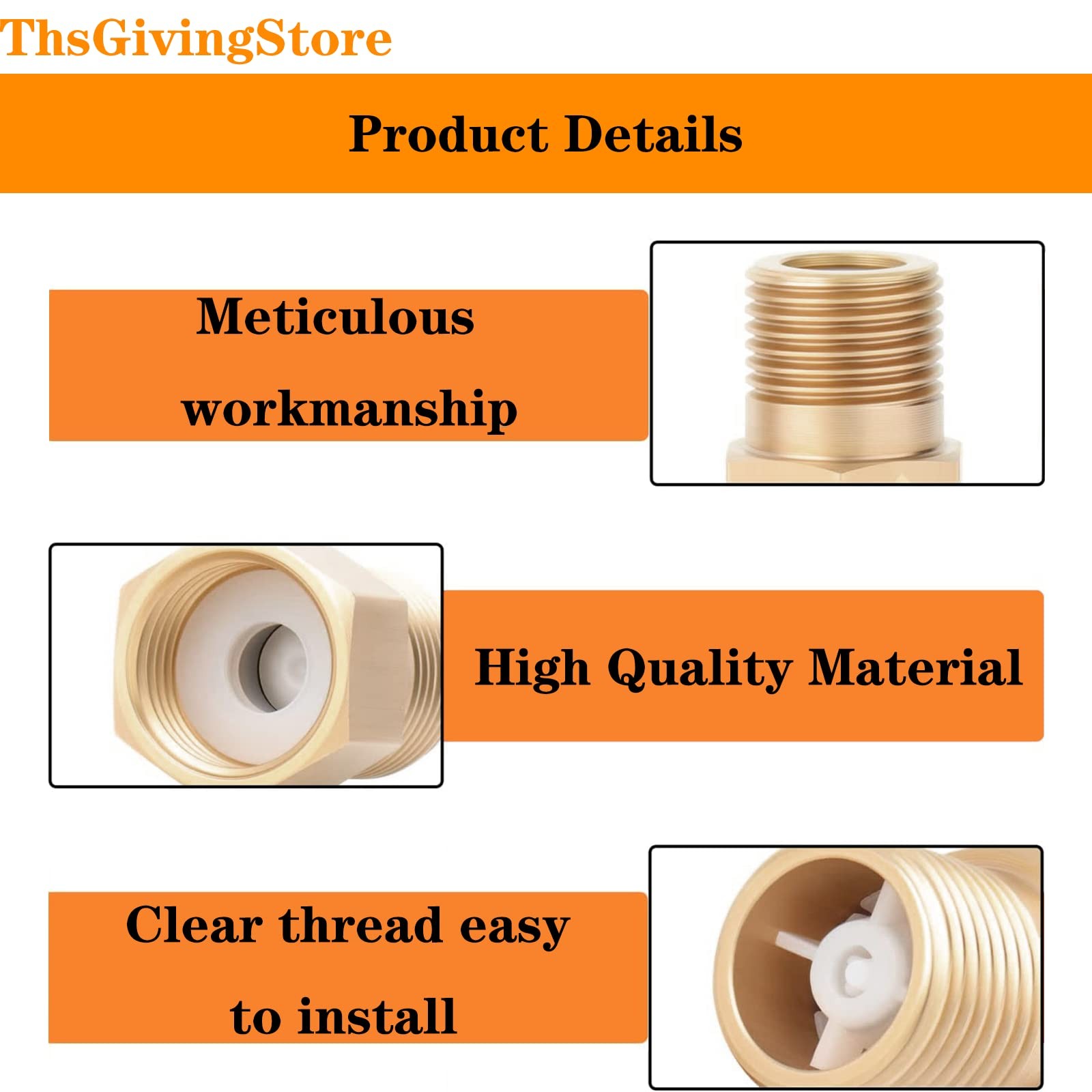 1/4 Inch Brass Check Valve Male to Female Thread One Way Non-Return Valve