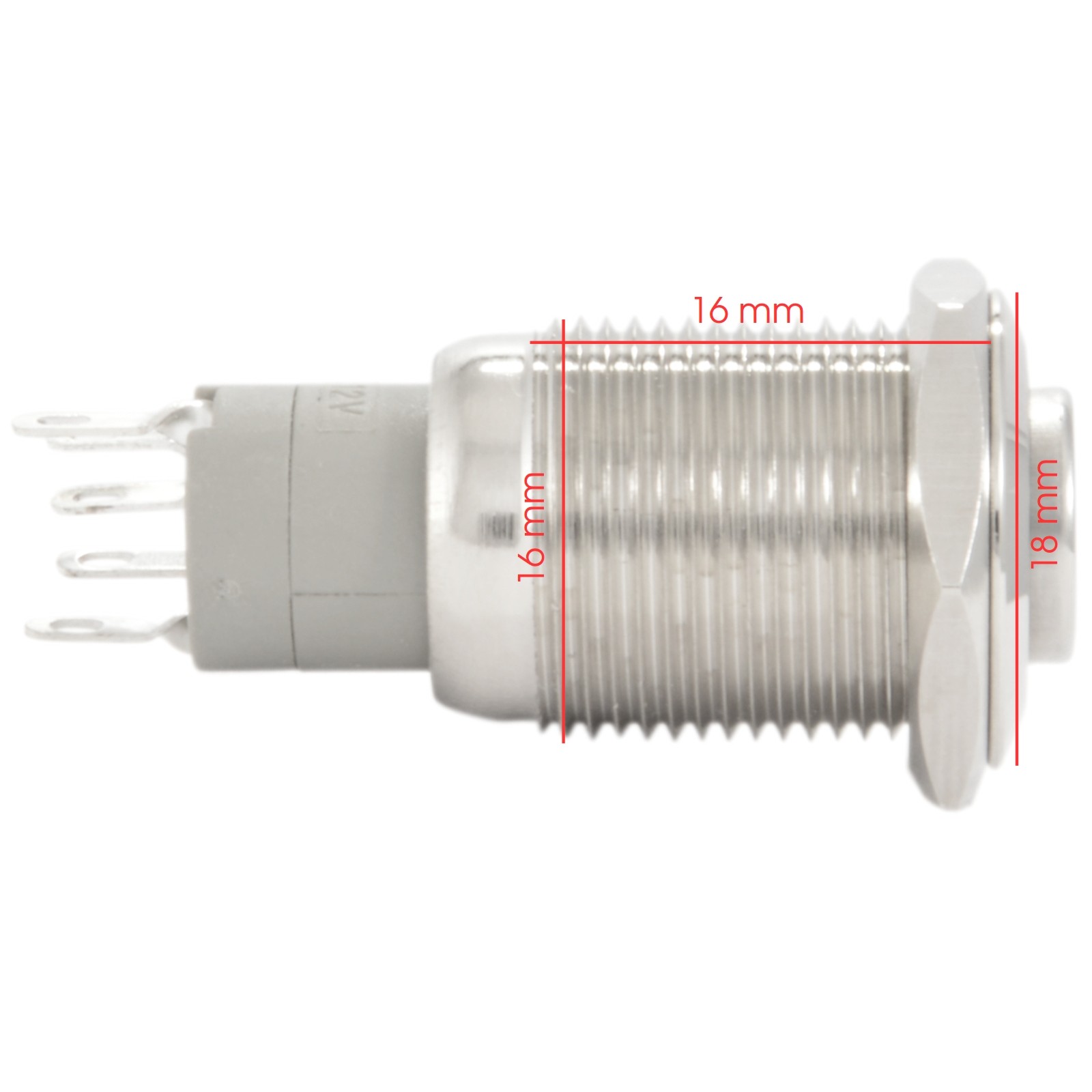 16mm 12V LED Momentary Push Button Stainless Steel Power Switch, Blue