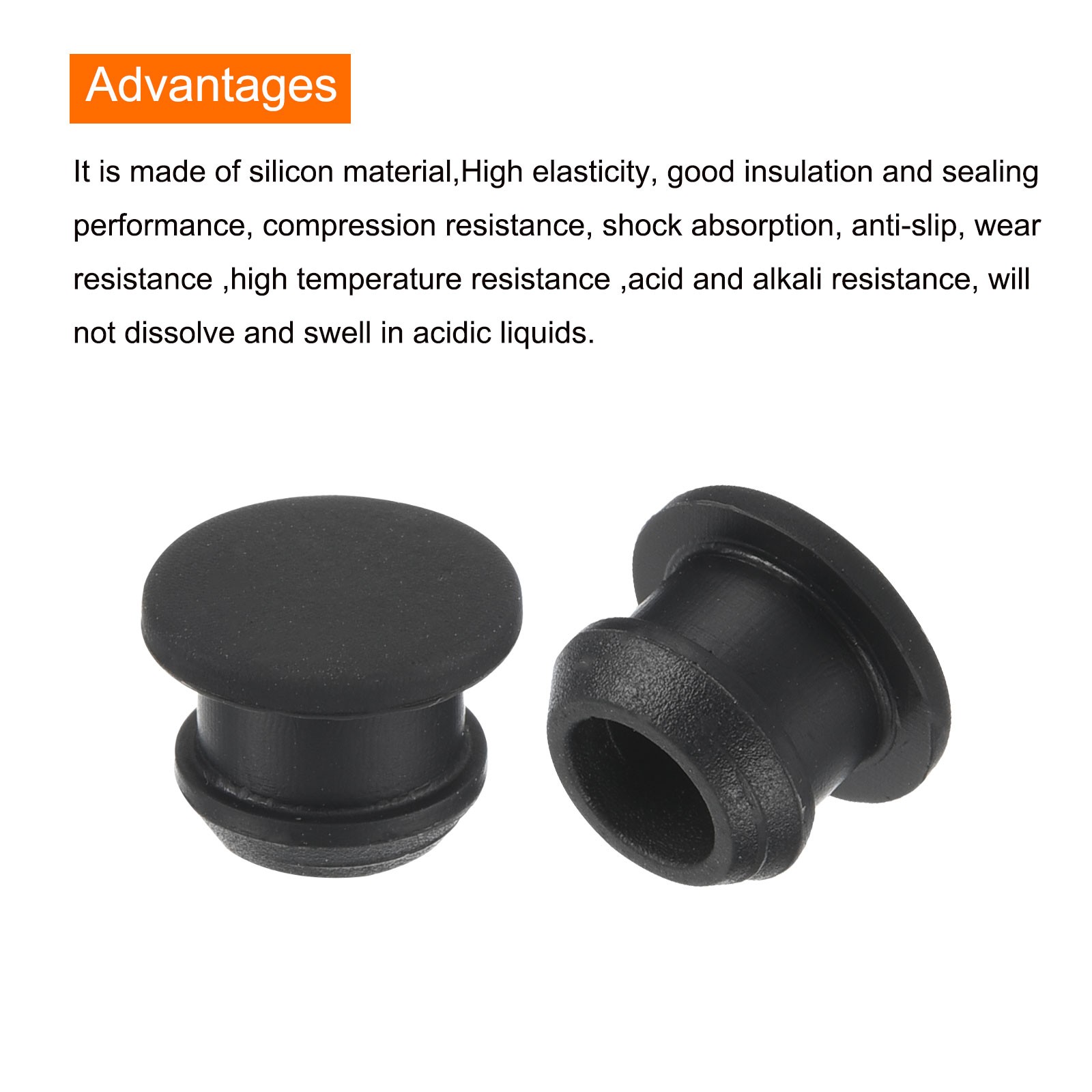10Pcs Silicone Snap in Locking Hole Plugs Seal Cover Panel Round 9mm Black