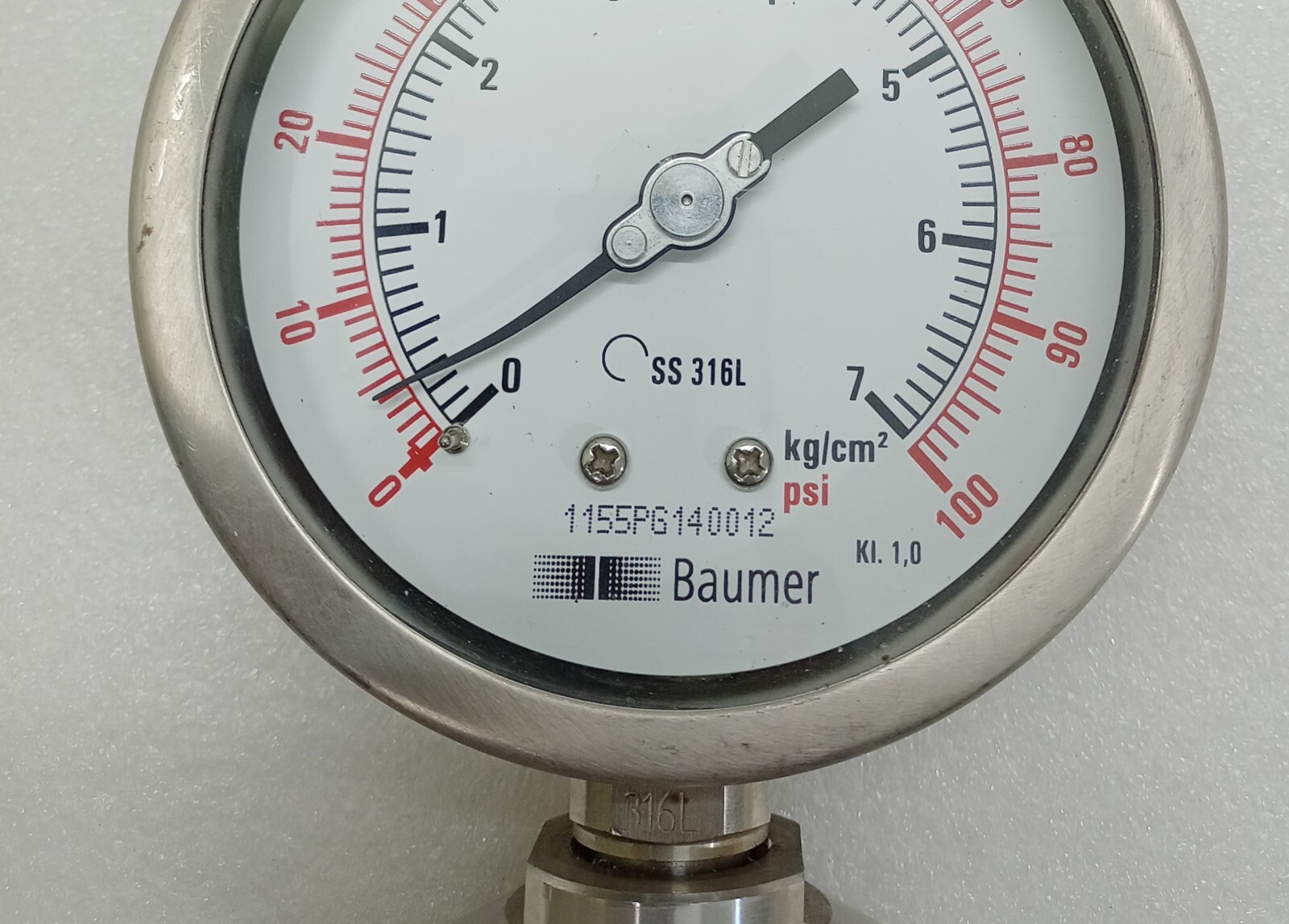 Baumer Pressure Gauge 0 TO 100 PSI 1155PG140012