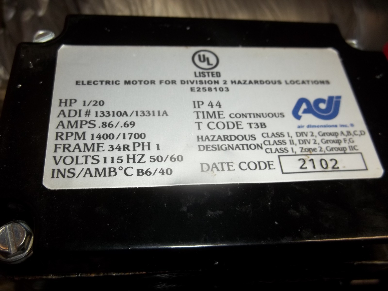 ADI DIA-VAC PUMPS M151-HP-WA1 1/20HP .86/.69A 1400/1700RPM 34R (R7)