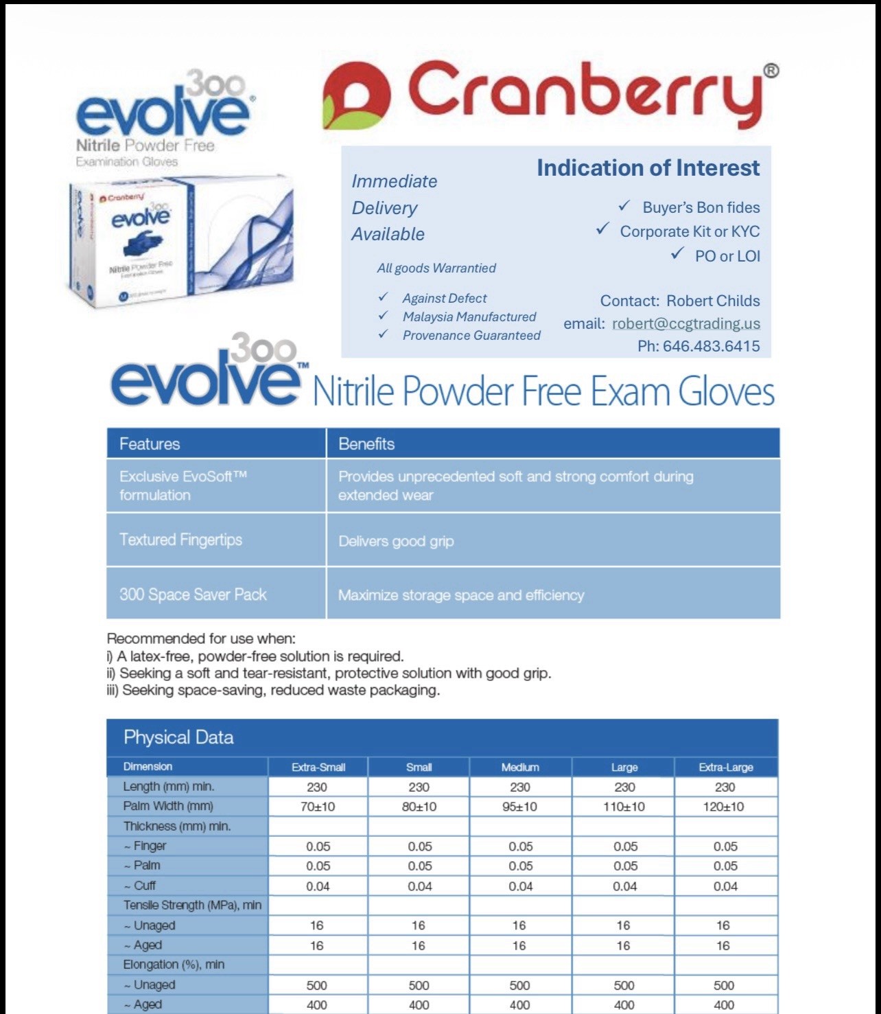 Cranberry Evolve 300 Nitrile Powder-Free Exam Gloves, Medium, Medical