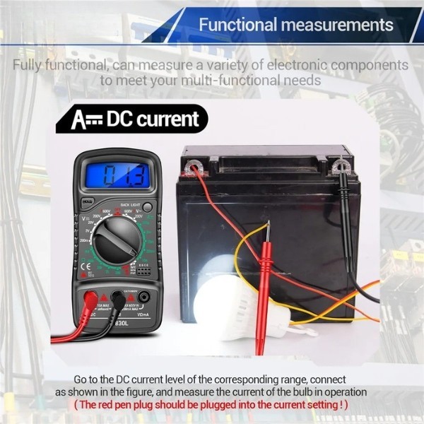 Digital Multimeter AC DC Voltmeter Ammeter Ohmmeter Volt Tester Meter XL830L
