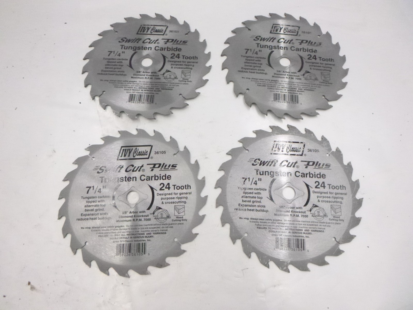 4 Pack Ivy Classic 7-1/4″Swift Cut Plus Blade 36105 TungstenCarbide 24T For Wood