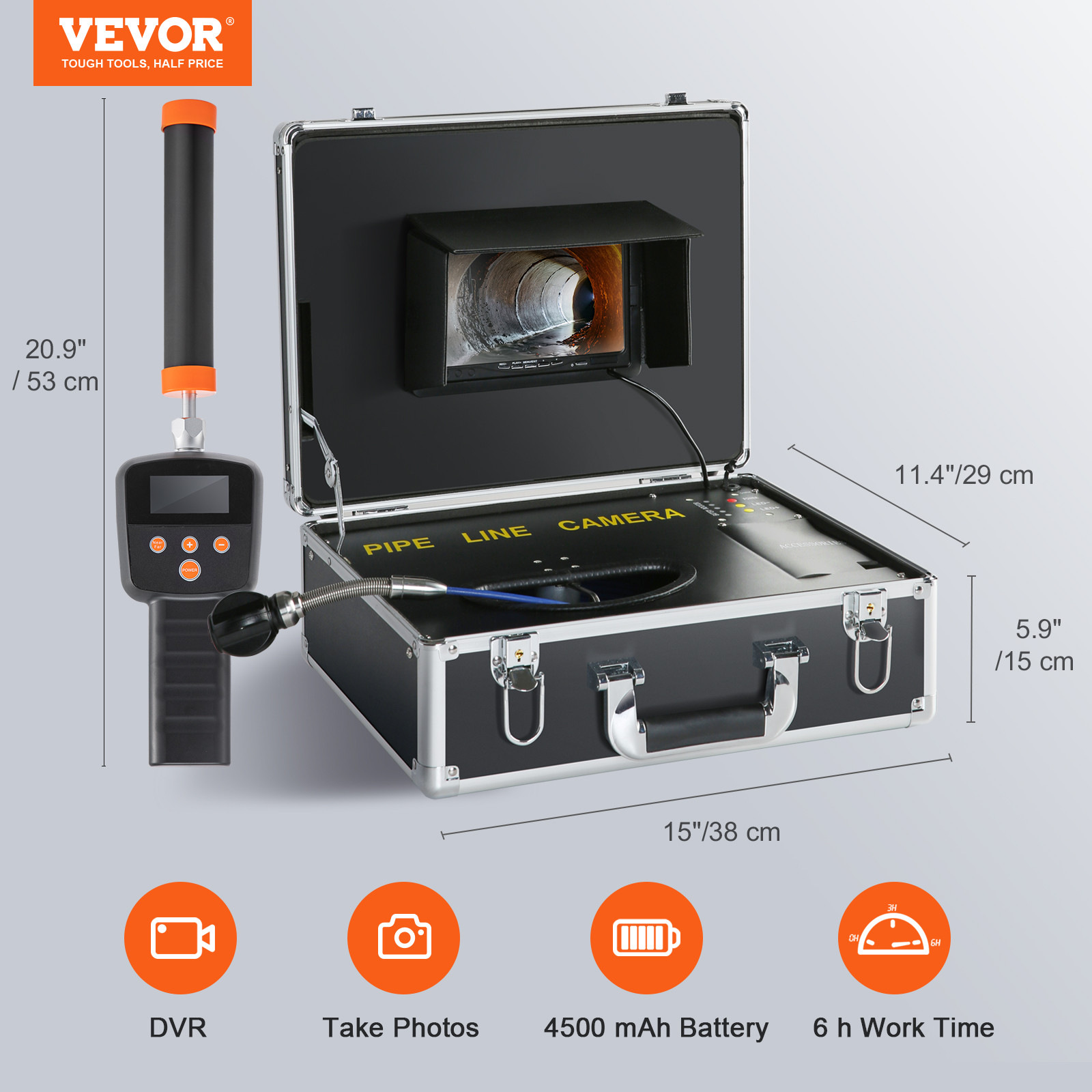 7″ 30m/100ft Sewer Camera Pipe Inspection Camera 1000TVL 512Hz Locator