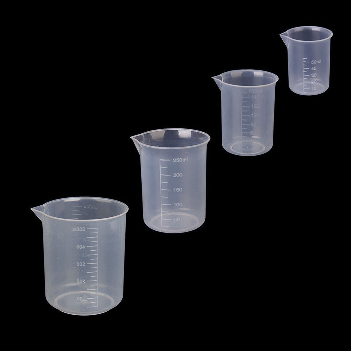 50/100/150/250/500ml Small plastic graduated measuring beaker/cup/container