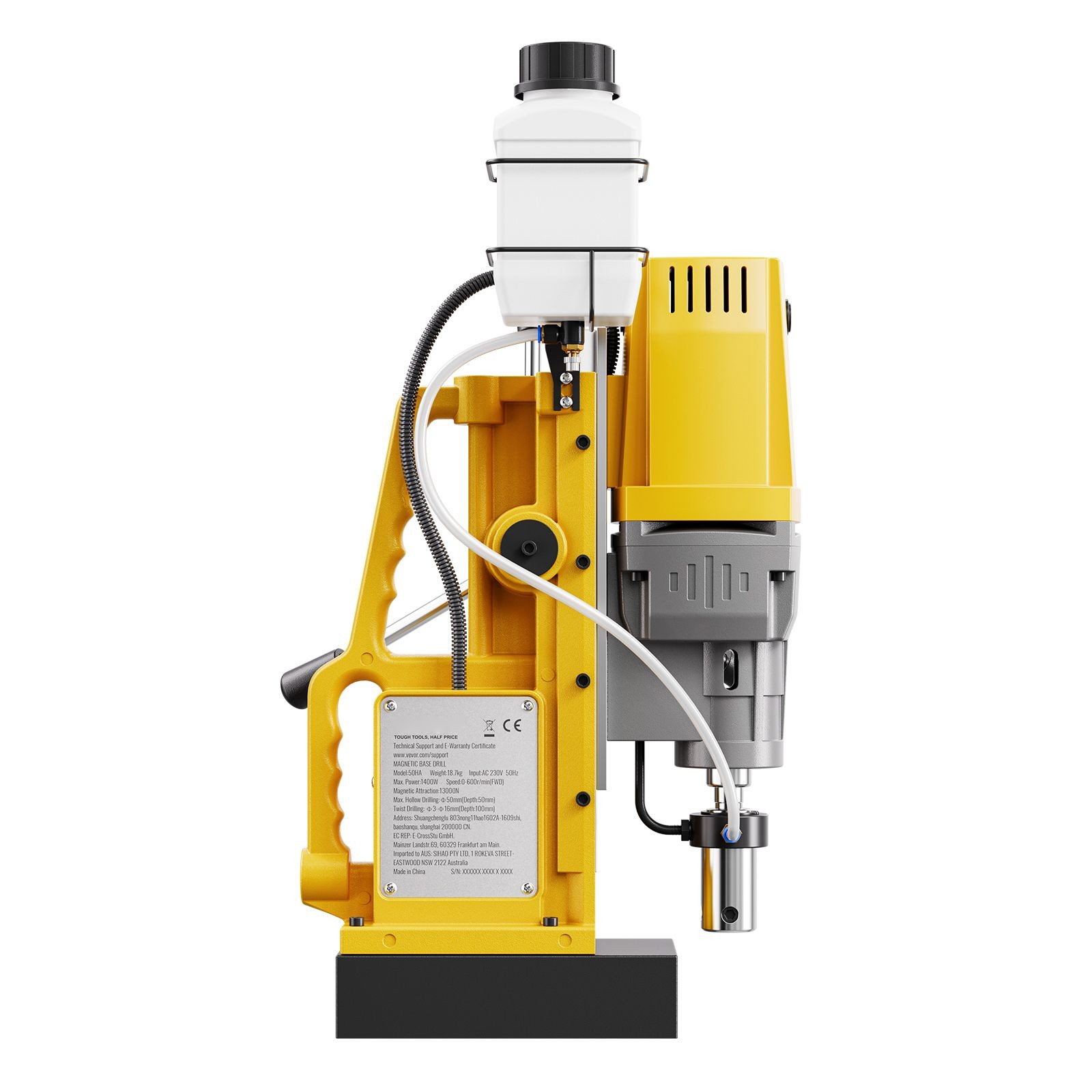 1.88HP Magnetic Drill Press 2in Boring 0-750 RPM 1400W Copper Motor