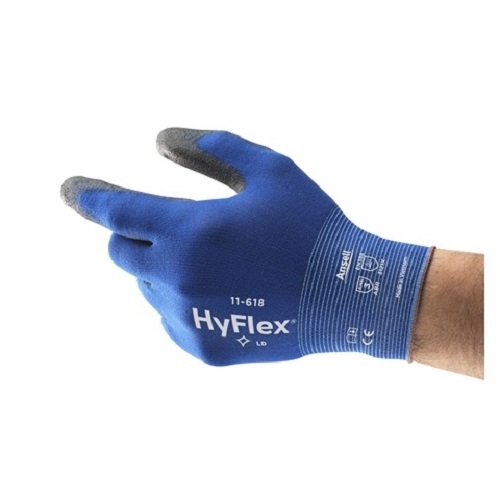 3 Pair Ansell HyFlex 11-618 Polyurethane Coated Precision Glove Size 9