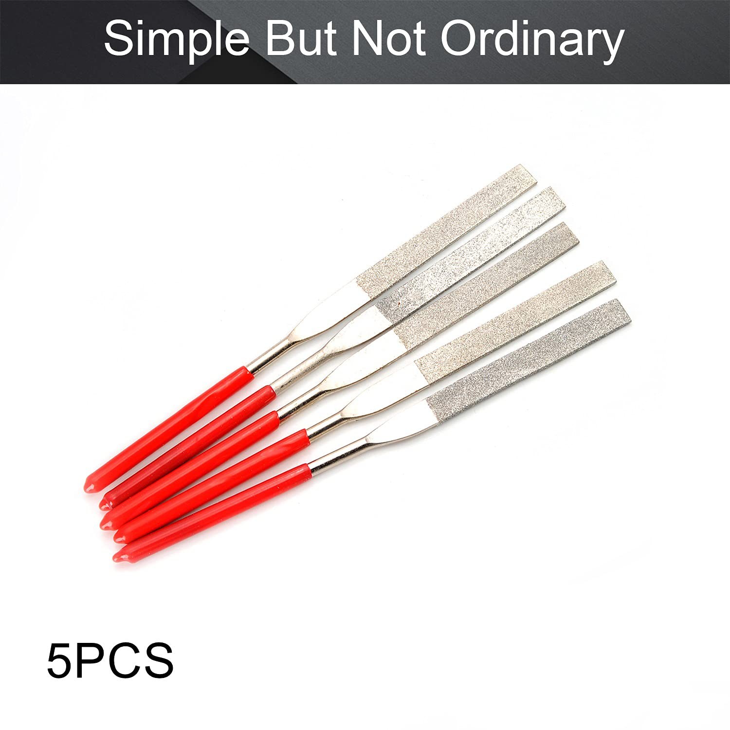 Utoolmart 5Pcs Diamond Needle File Set, 5mm x 180mm 150 5 Pieces, sliver tone
