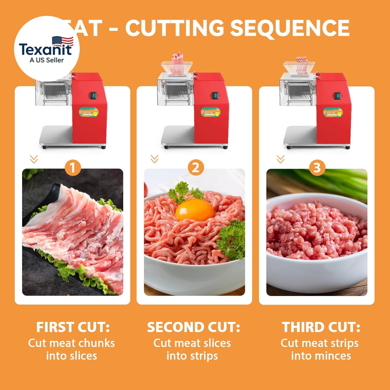 850W Meat Cutter Machine, Commercial Meat Cutting Machine 5Mm/0.2Inch Heavy Duty