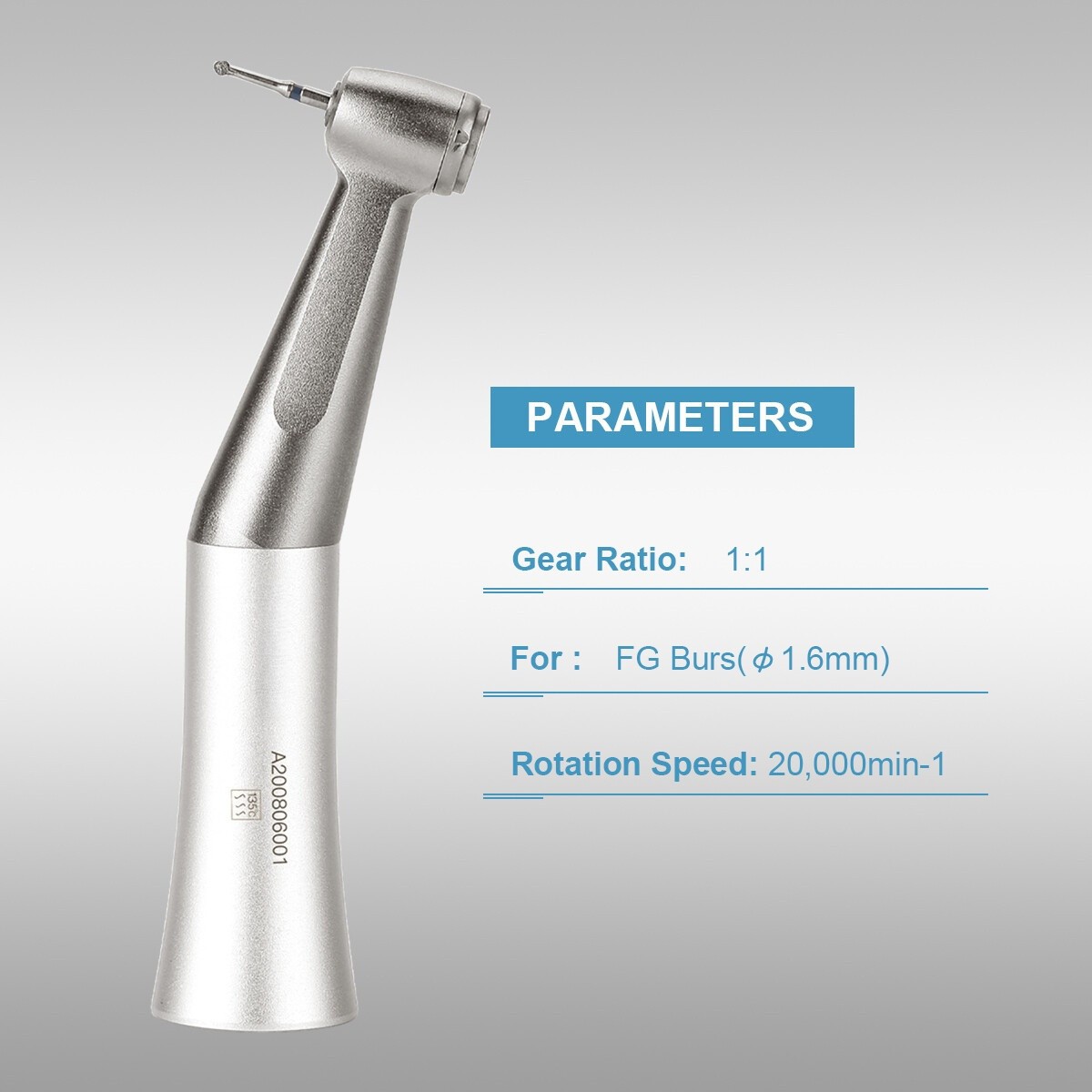 Dental 1.6mm Burs Friction Grip Slow Low Speed Push Contra Angle Handpiece