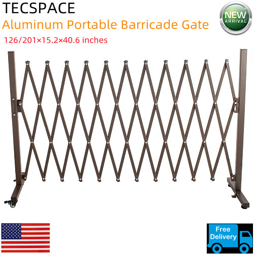 Lojok 126/201×15.2×40.6 inches Aluminum Portable Barricade Gate with Casters