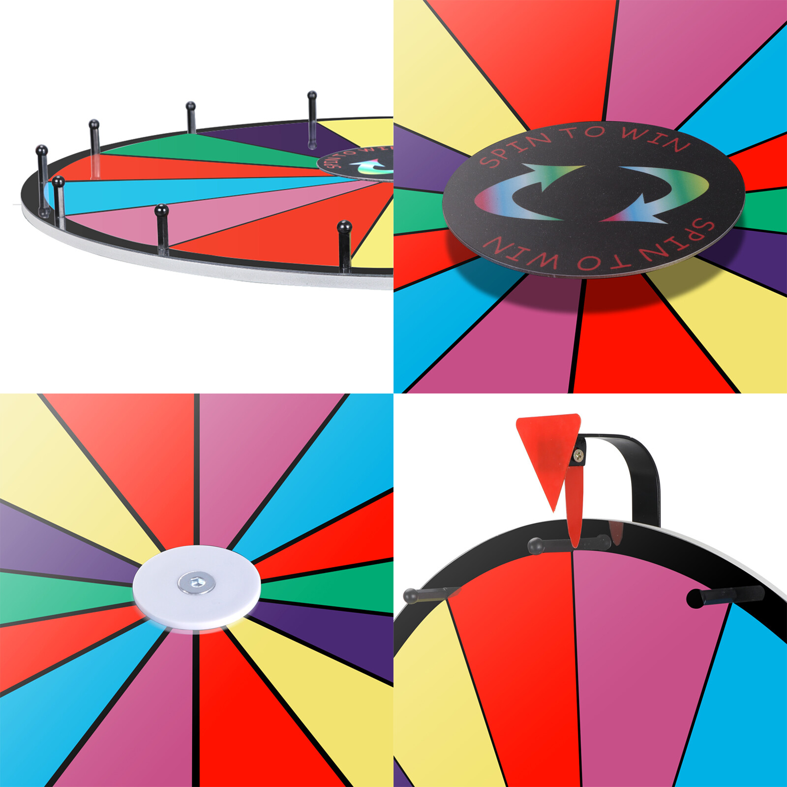 24″ Color Prize Wheel Fortune w Folding Tripod Floor Stand Carnival Spinnig Game