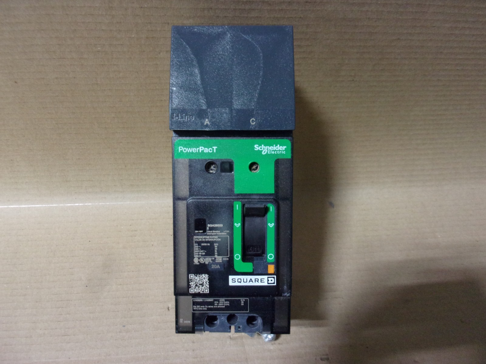 NEW Square D BGA BGA260202 2 Pole 20 Amp 600V AC PHASE Circuit Breaker NTO