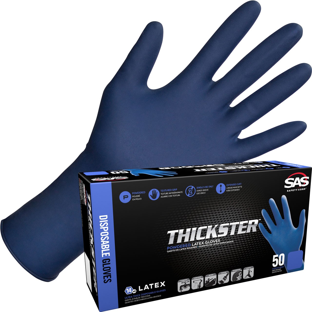 Raven Safety 6604 Thickster Powdered Latex – 14 mil – 50 Gloves per box, X-Large