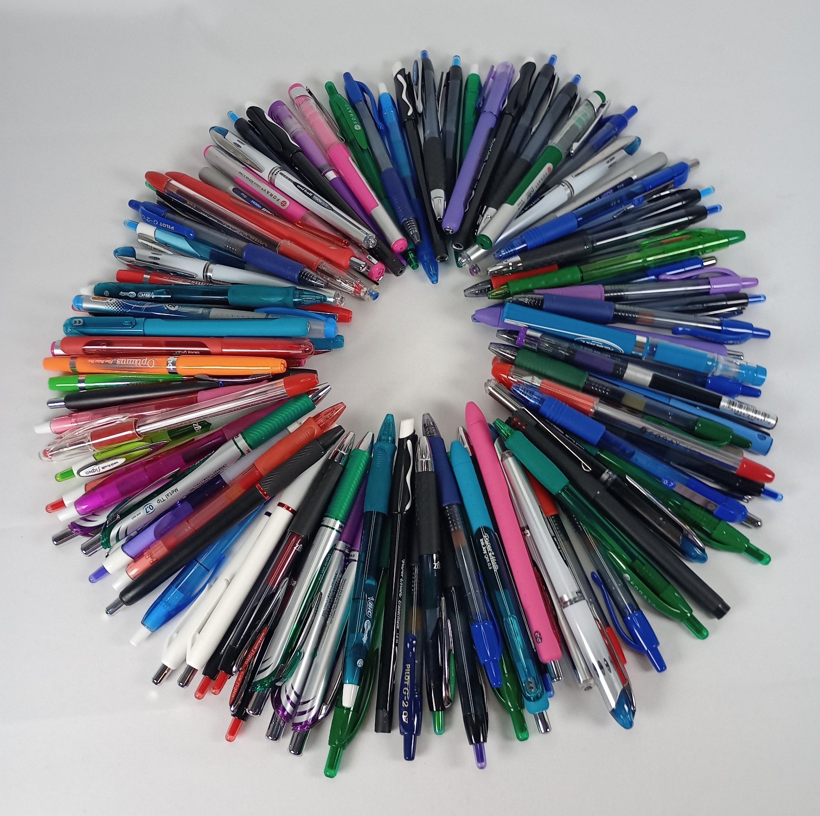 Lot 95 Name Brand Ink Pens Pilot G2 Uni-ball Vision Elite Sharpie S-Gel Tested