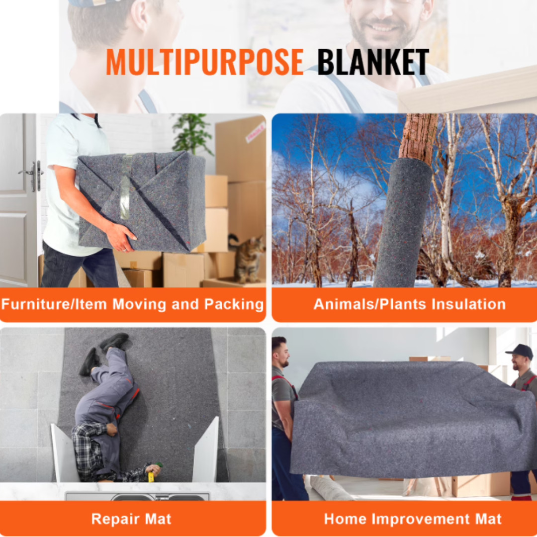 KFFKFF 72 x 54 Recycled Cotton Moving Blankets (12-Pack)