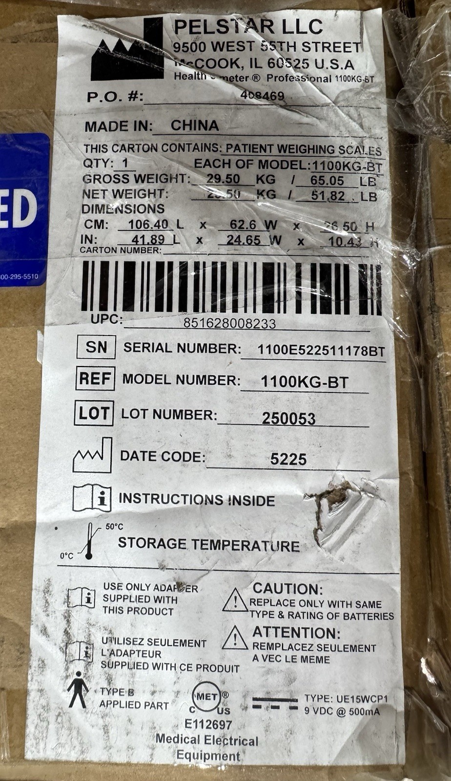 Health O Meter 1100KG-BT Digital Platform Scale NEW! BOX 1 of 2! SHIPS FREE!