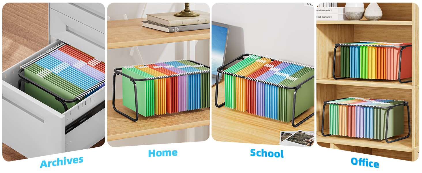 Hanging File Folder Frame, Adjustable Letter Size File Holder 16-25 Inches,