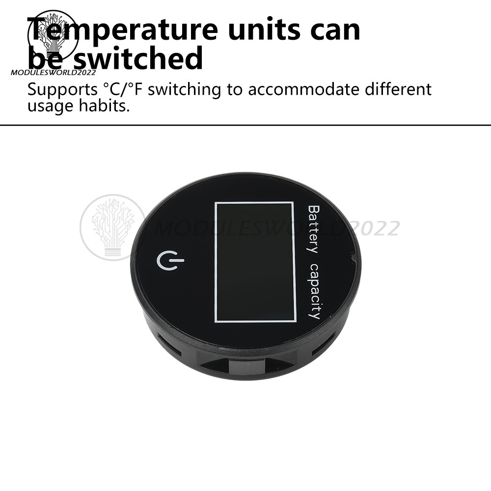 LCD Digital Battery Level Indicator Voltage Power Percentage Temperature Display