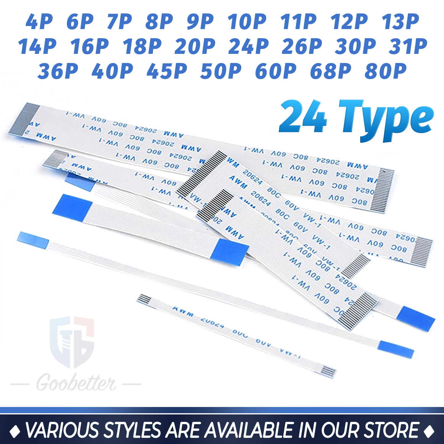 5cm to 30cm Length, 50Pin FPC FFC Flat Flexible Ribbon Cable 0.5mm Pitch